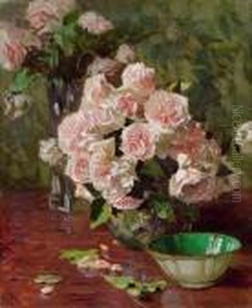 Stillleben Mit Rosen Oil Painting by Carl Moll