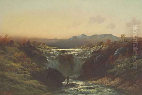 A Mountain Torrent in the Highlands Oil Painting by Gustave Dore