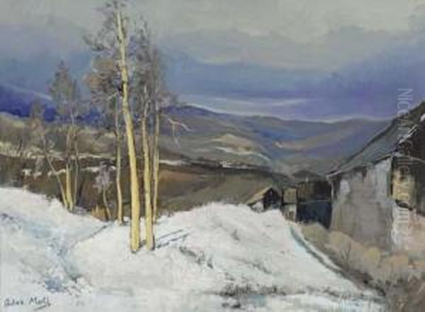 Winter Landscape. Oil Painting by Oskar Moll