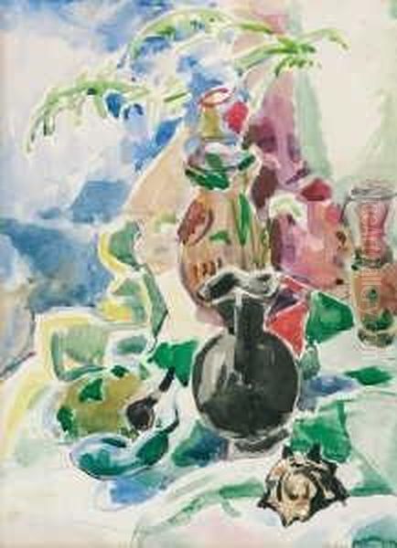 Stilleben Mit Matisse-plastik Und Muschel Oil Painting by Oskar Moll