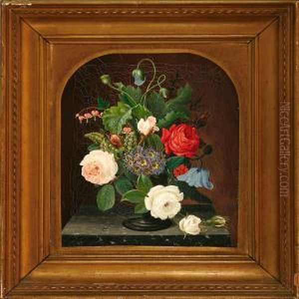 Still Life With Flowers In A Vase Oil Painting by Christian Mollback