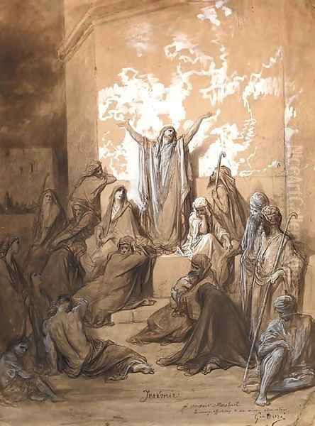 Jeremiah preaching to his Followers Oil Painting by Gustave Dore