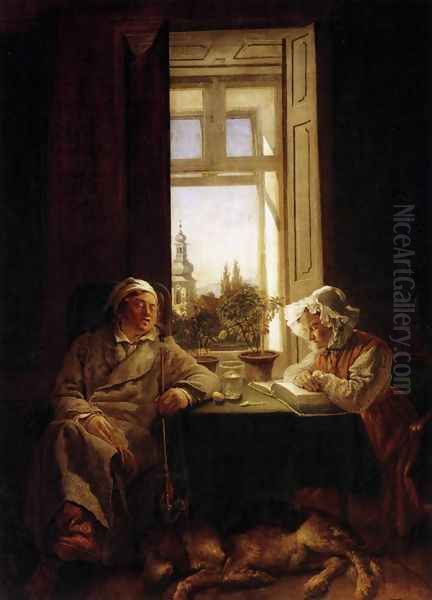 Siesta (The Sleepers) 1831 Oil Painting by Josef Franz Danhauser