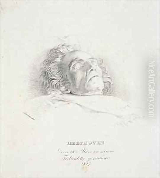 Ludwig van Beethoven 1770-1827 on his deathbed Oil Painting by Josef Franz Danhauser