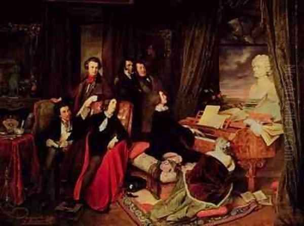 Liszt at the Piano Oil Painting by Josef Franz Danhauser