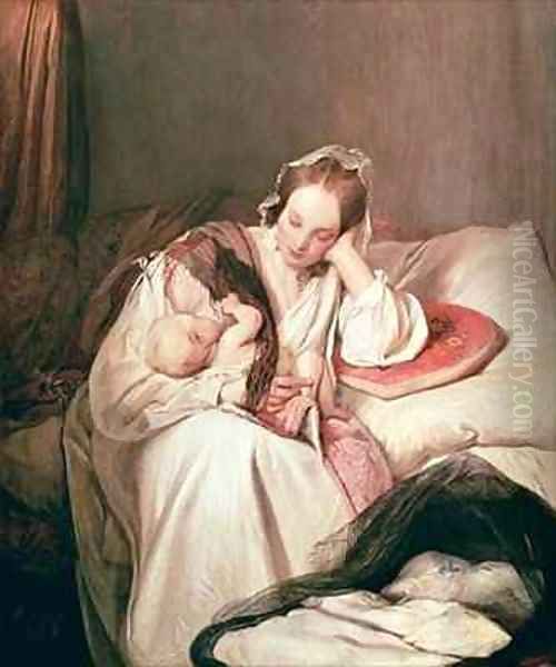 A Mothers Love Oil Painting by Josef Franz Danhauser