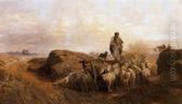 Shepherd Oil Painting by Jozsef Molnar