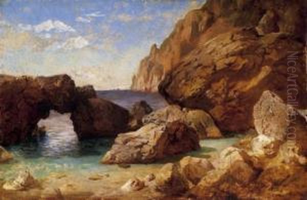 Capri Oil Painting by Jozsef Molnar