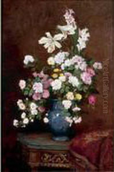 Important Vase De Fleurs Sur Un Entablement Oil Painting by Robert Mols