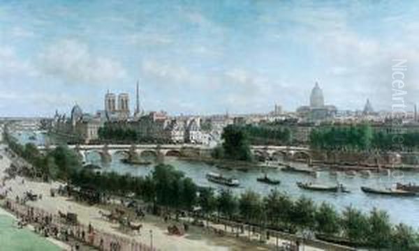 Les Quais Du Louvre Vue De La Galerie D'apollon Oil Painting by Robert Mols