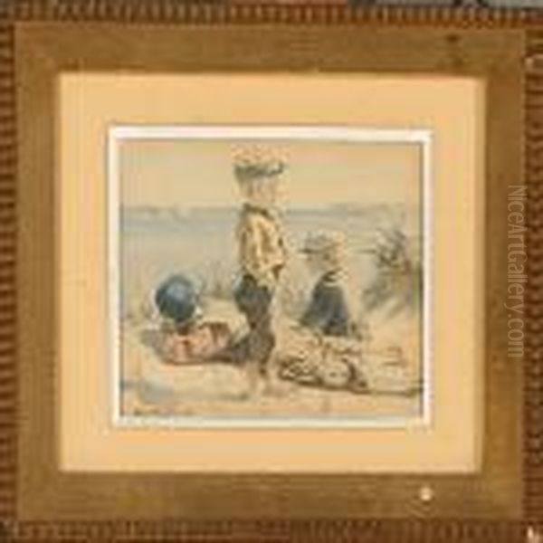 Three Boys On Abeach Oil Painting by Christian Molsted