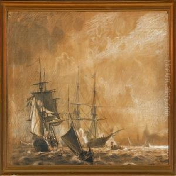 The Frigate Jylland On Copenhagen Roadstead Oil Painting by Christian Molsted