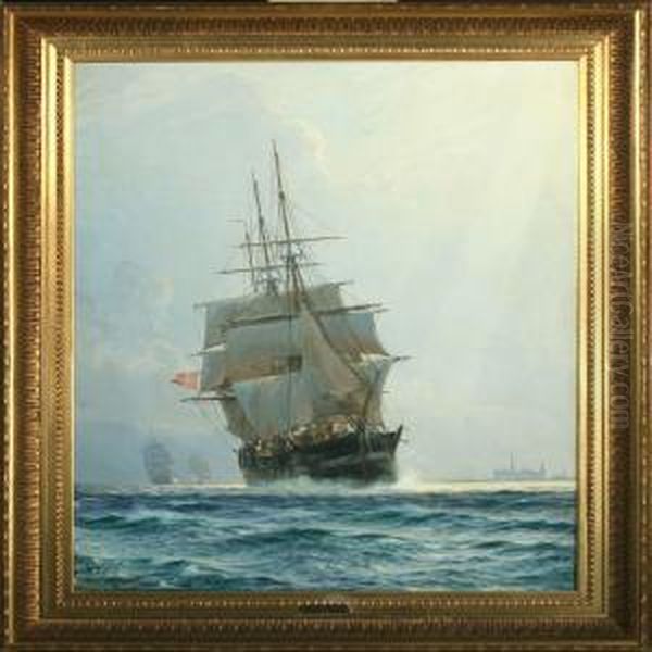 Frigates At The Sea Oil Painting by Christian Molsted