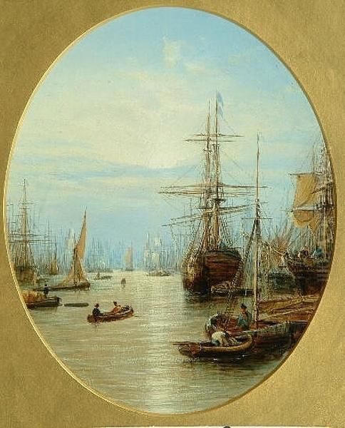 A Harbour Scene, Possibly On The Thames Oil Painting by Francis Maltino