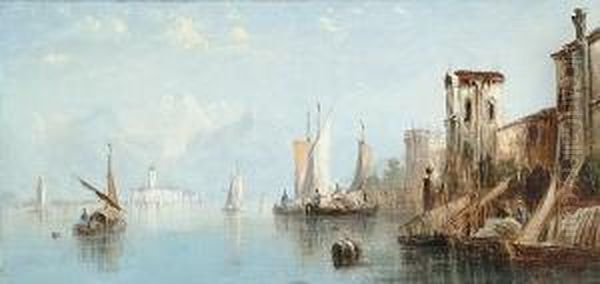 Vessels On Lake Maggiore Oil Painting by Francis Maltino