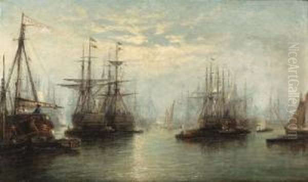 The Port Of London; And Thames At London Bridge Oil Painting by Francis Maltino