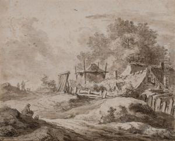 Chaumieres Dans Un Paysage Oil Painting by Pieter De Molijn