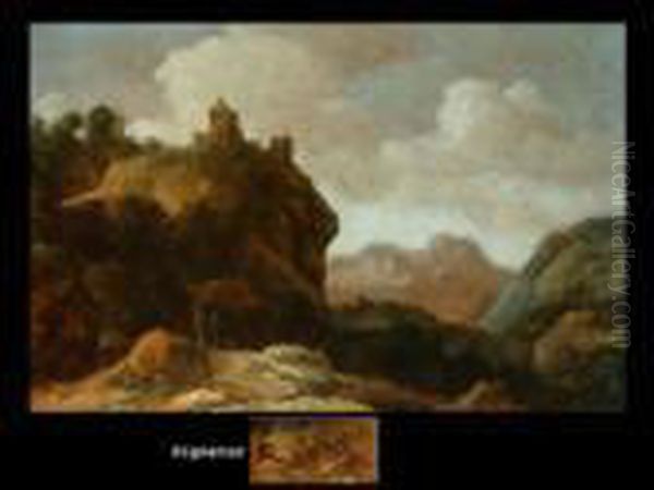 Gebirgslandschaft Mit Burg Und Figurenstaffage Oil Painting by Pieter De Molijn