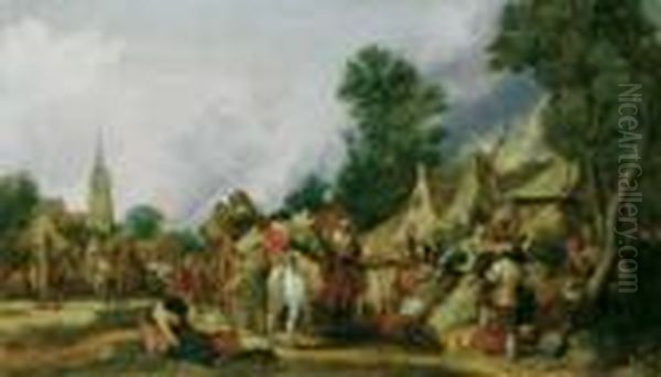 Soldaten In Einem Dorf Oil Painting by Pieter De Molijn