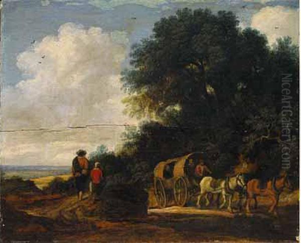 Paysage Avec Paysans Et Carriole Oil Painting by Pieter De Molijn