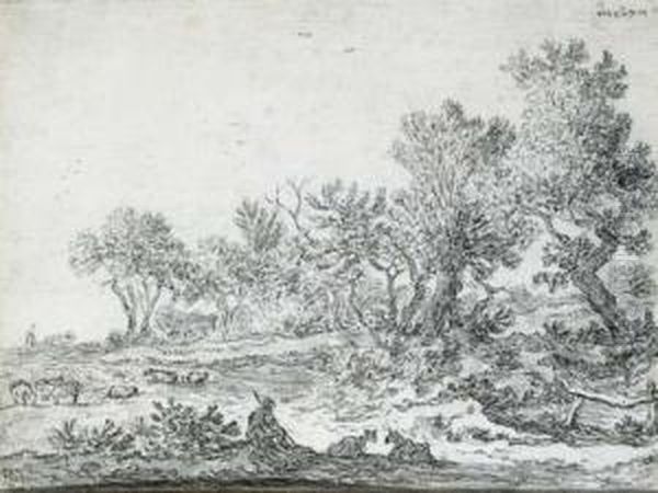 An Extensive Wooded Landscape Oil Painting by Pieter De Molijn