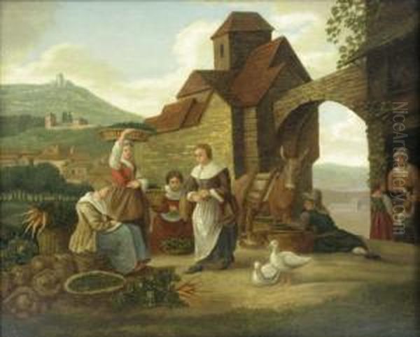 The Vegetable Seller Oil Painting by Hendrick Mommers