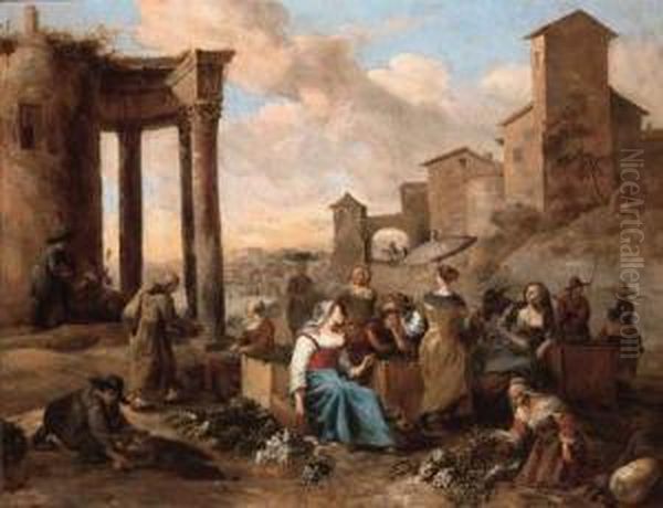 Markets In Italianate Towns Oil Painting by Hendrick Mommers