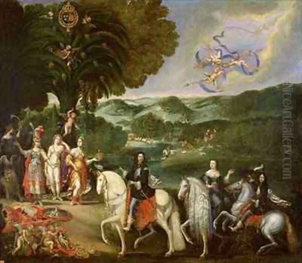 Allegory of the Marriage of Louis XIV 1638-1715 in 1631 Oil Painting by Claude Deruet