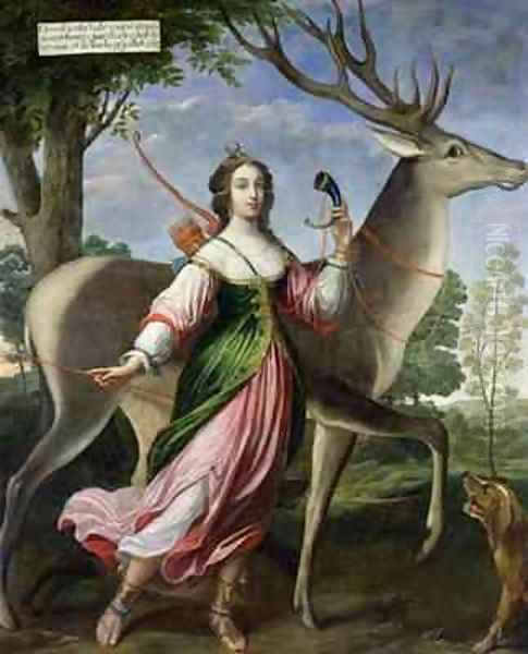 Marie de Rohan-Montbazon 1600-79 Duchess of Chevreuse as Diana the Huntress Oil Painting by Claude Deruet