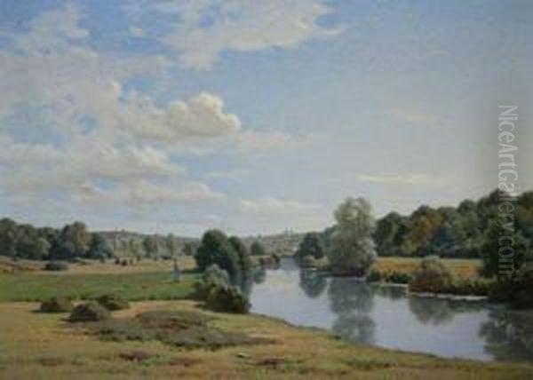 Bord De La Saone - Pres Chatillon-vosges Oil Painting by Jean Ferdinand Monchablon