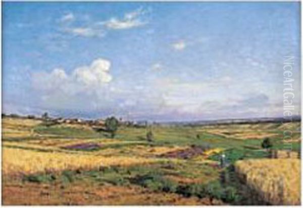 Paysage De Campagne En Ete Oil Painting by Jean Ferdinand Monchablon