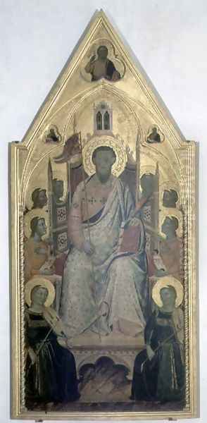 St. Bartholomew enthroned with Angels Oil Painting by Jacopo Del Casentino