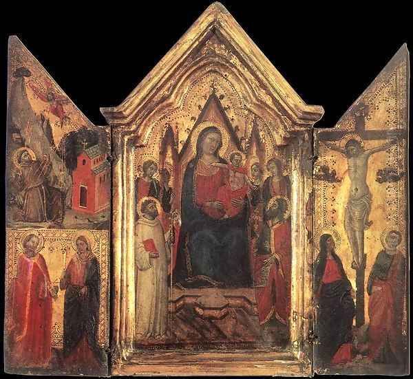 Madonna Enthroned with Angels and Saints 2 Oil Painting by Jacopo Del Casentino