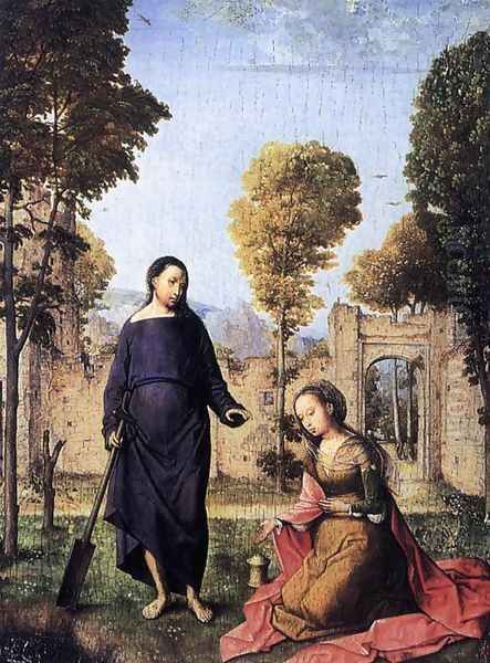 Christ Appearing To Mary Magdalen Oil Painting by Juan De Flandes