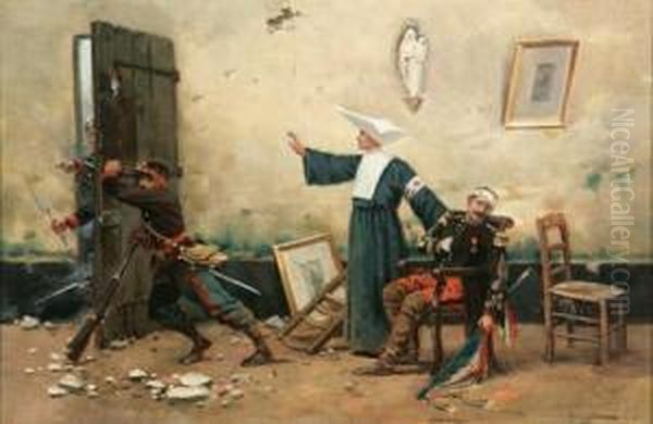 Soldiers Haven In A Convent Oil Painting by Jules Monge