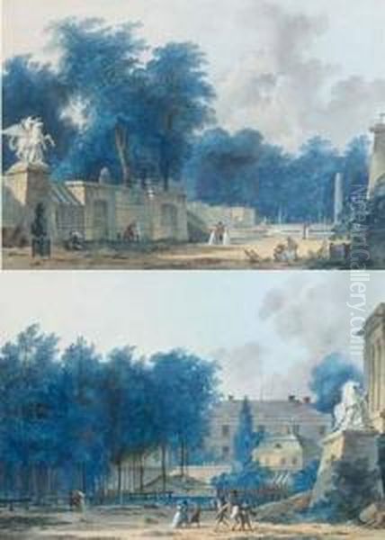 Vue Presumee De L'entree Des Tuileries Avec Les Groupes Des Chevaux De Marly by Antoine Pierre Mongin