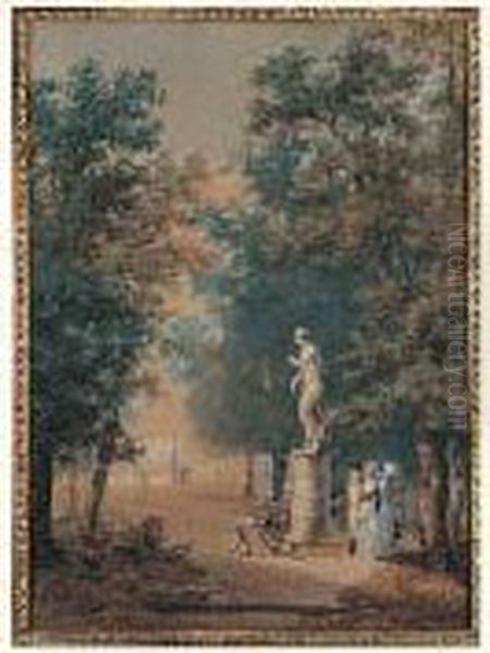 Promenade Dans Un Parc Oil Painting by Antoine Pierre Mongin