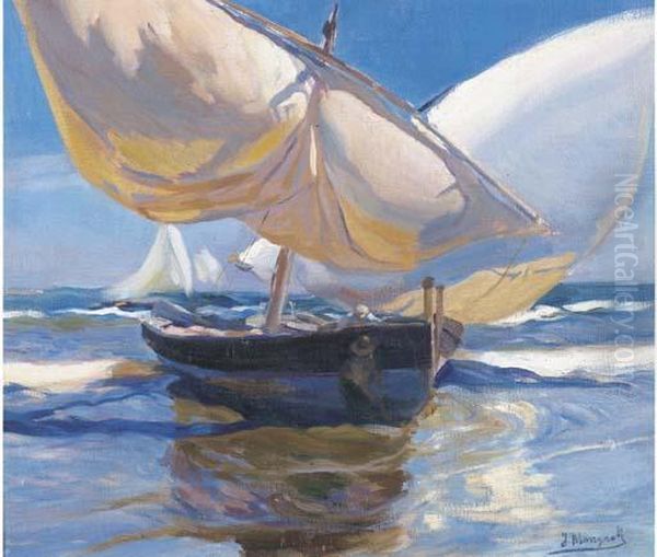 La Barca Oil Painting by Jose Mongrell Torrent