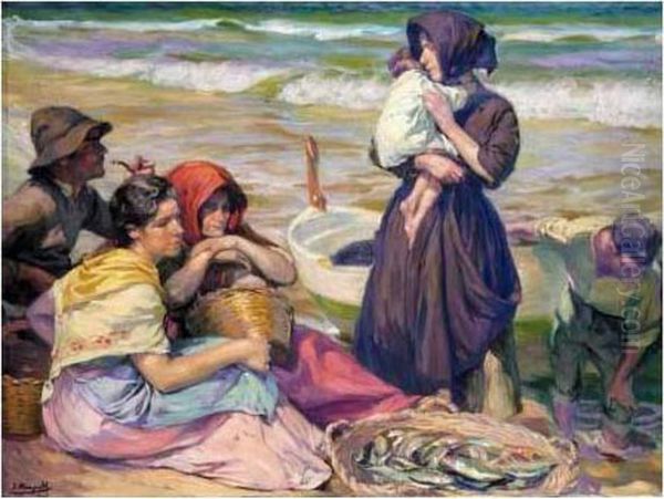 Frente Al Mar (by The Sea) Oil Painting by Jose Mongrell Torrent