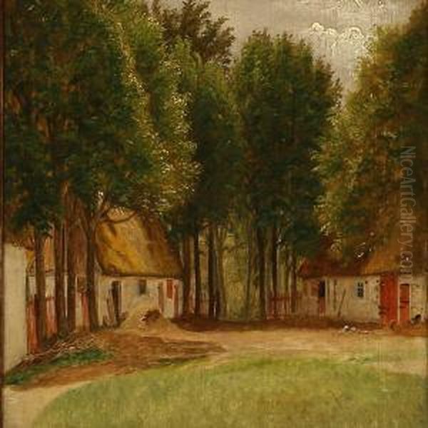 Spring Day At A Farmhouse Oil Painting by David Monies