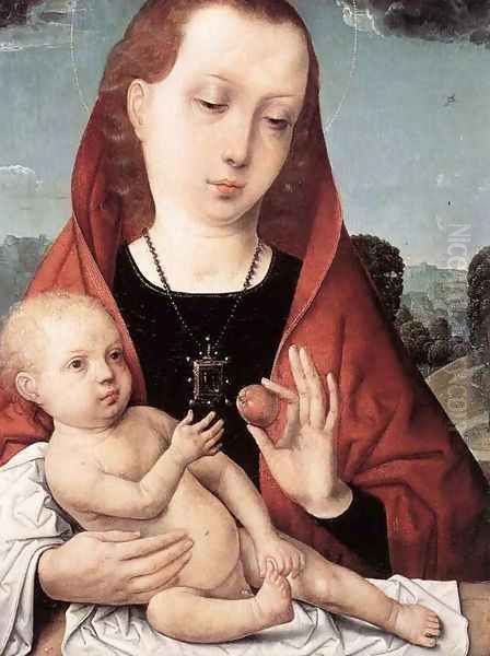 Virgin and Child before a Landscape Oil Painting by Juan De Flandes