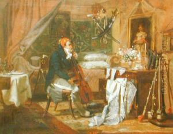 Jej Ulubiona Piosenka Oil Painting by Jan Czeslaw Moniuszko