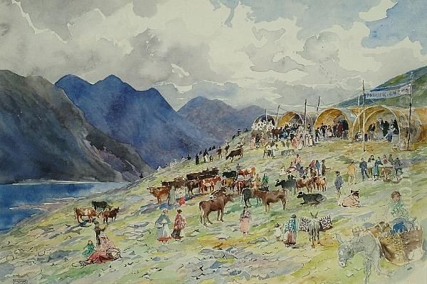 Fair-day In Connemara Oil Painting by William Monk