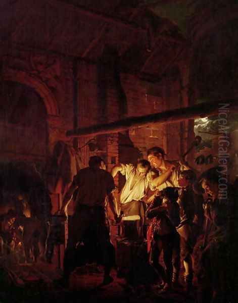 A Blacksmith's Shop, 1771 Oil Painting by Josepf Wright Of Derby