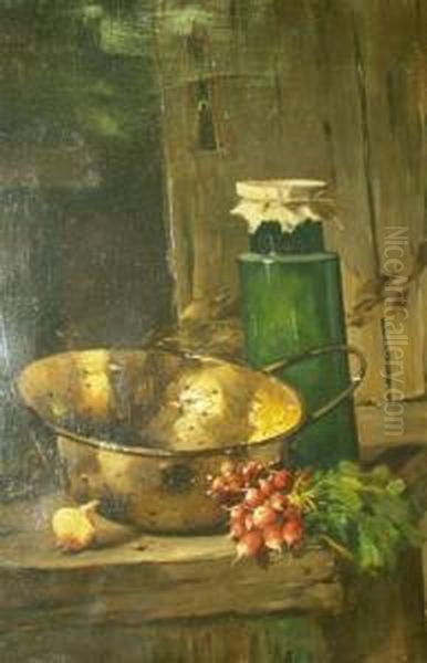 Still Life With Radishes Oil Painting by Maurice Louis Monnot