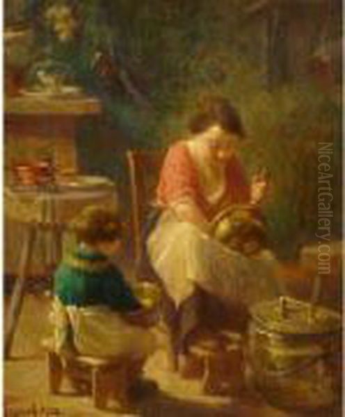 La Lecon De Cuisine Oil Painting by Maurice Louis Monnot