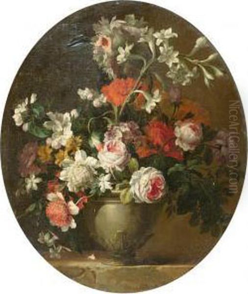 Floral Still Life Oil Painting by Antoine Monnoyer