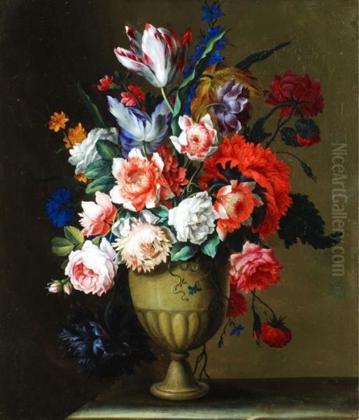 Blumenstrauss In Vase Oil Painting by Antoine Monnoyer