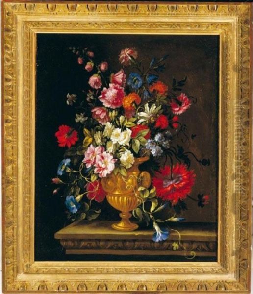 Natura Morta Con Vaso Di Fiori Oil Painting by Antoine Monnoyer