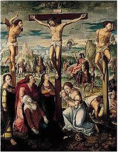 The Crucifixion Oil Painting by The Brunswick Monogrammist